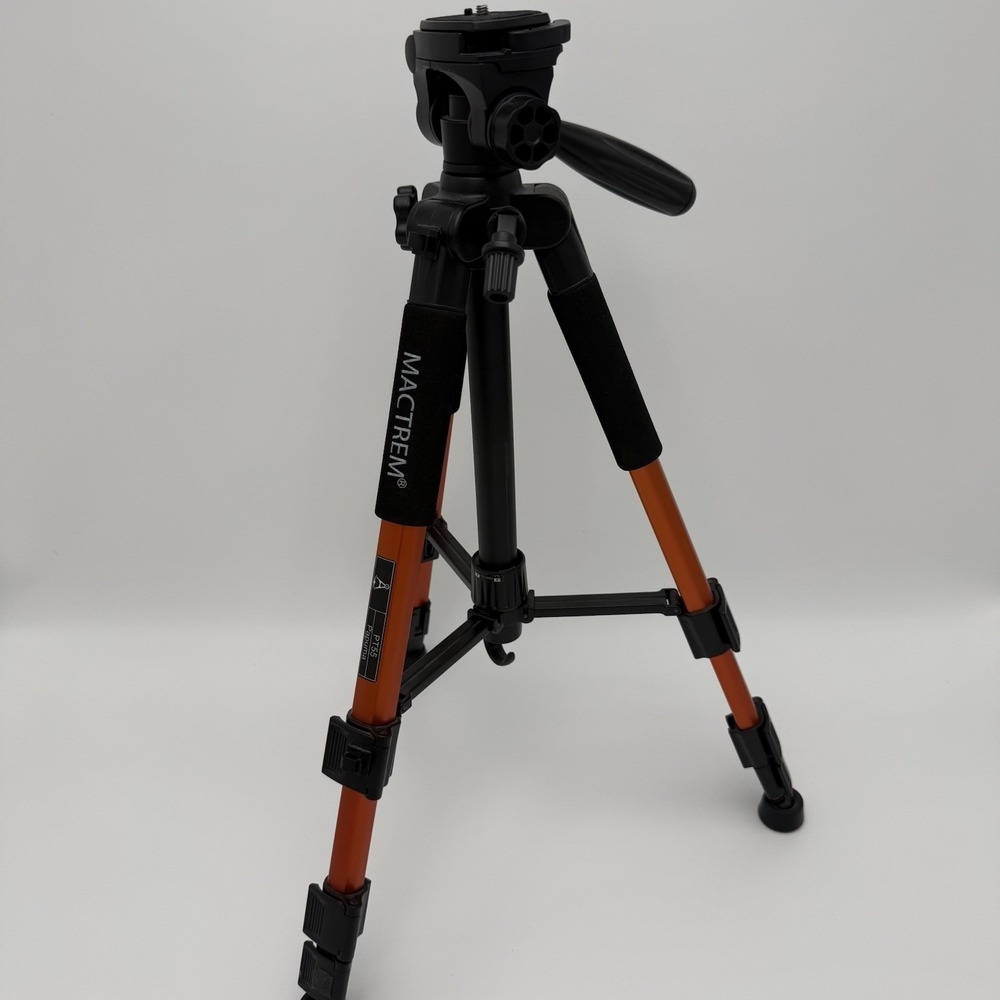 MACTREM PT55 Papuma Camera Tripod Orange Black Pan Tilt Quick Release Plate